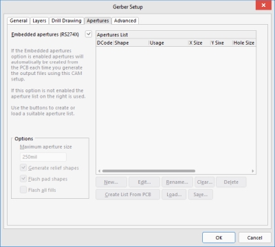 Altium Designer Gerber Setup Apertures