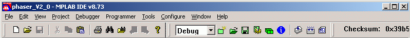 Menuleiste der Software MPLAB