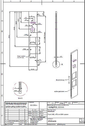 Beispiel normgerchte technische Zeichnung einer Frontplatte