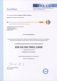 Aussehen unseres Zertifikates nac ISO9001:2008